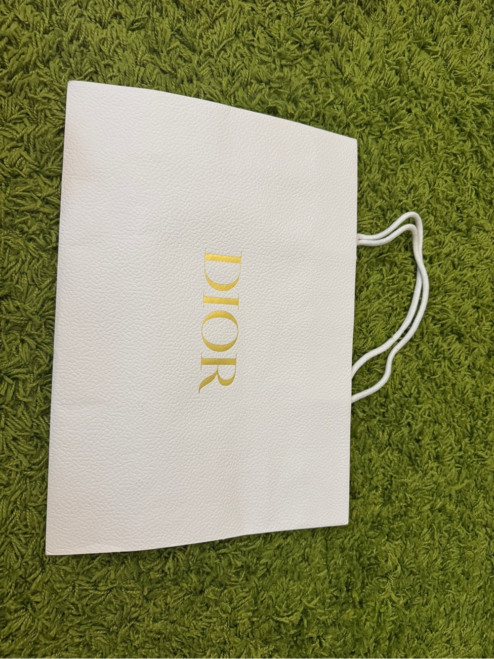 Dior White Shopper Bag with Gold Logo and White Rope Handles